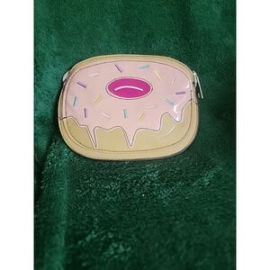 Winky Lux Donut Shaped Clutch Pink Frosting Sprinkles Cosmetic Bag